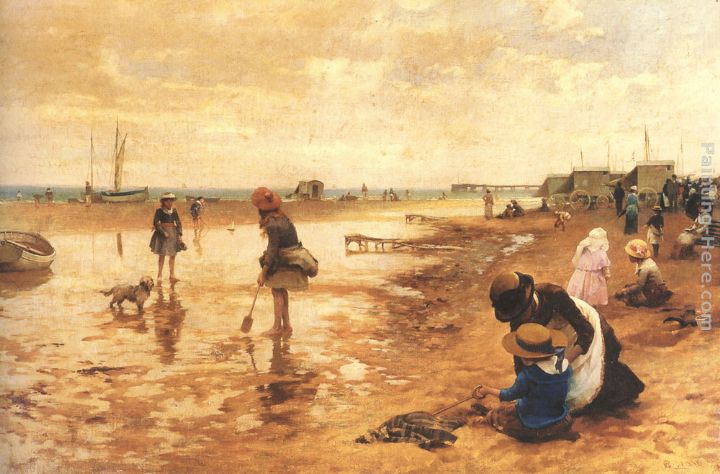 A day at the seaside painting - Alfred Glendening A day at the seaside art painting